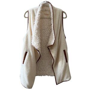 Rosette Faux Shearling Sherpa Vest - Size M